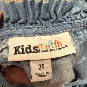 Kids Headquarters Denim Dress with Pink Embroidery